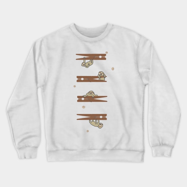 Sloths on Clothespins Crewneck Sweatshirt by LochNestFarm